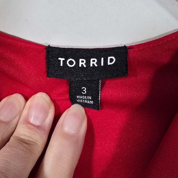 Torrid Chiffon Surplice Wrap Dress jester Red Long Sleeve Tie Waist Plus Size 3 - Picture 5 of 12